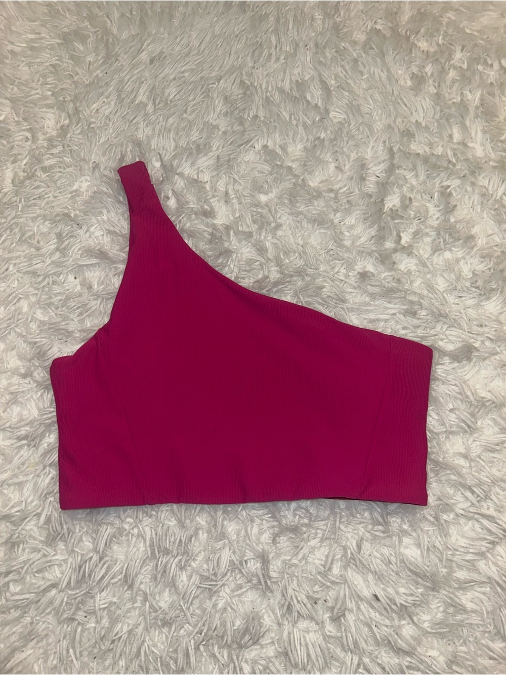 WILO dark pink ribbed one shoulder sports bra EUC woman’s size large yoga gym